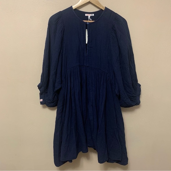 ANTHROPOLOGIE Sundry Boho Tunic Dress Navy Blue Size Medium New NWT - Picture 5 of 16